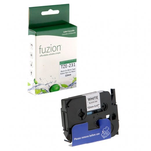 Ruban P-Touch TZE-231 12mm (Noir sur Blanc) Compatible